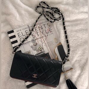 Authentic CHANEL Lambskin Matelasse wallet on chain crossbody bag